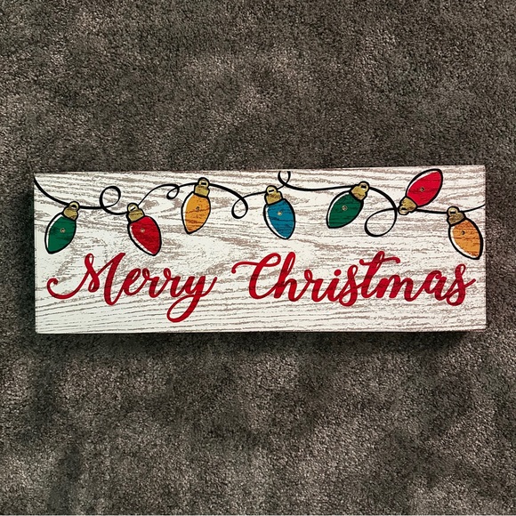NWOT Wooden Light Up Merry Christmas Sign - Picture 1 of 4